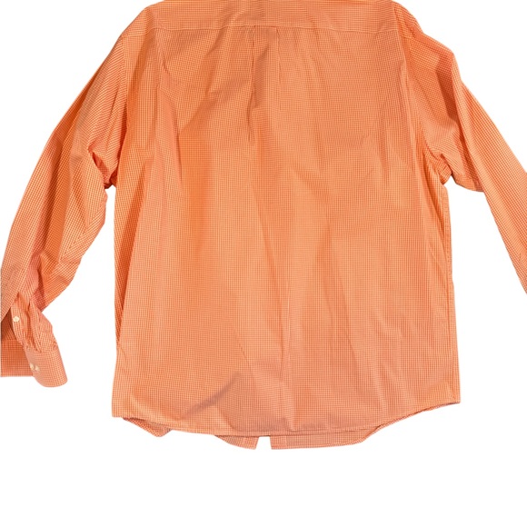 Roundtree & Yorke Orange Gingham Dress Shirt Classic Cotton‎ - Picture 4 of 5